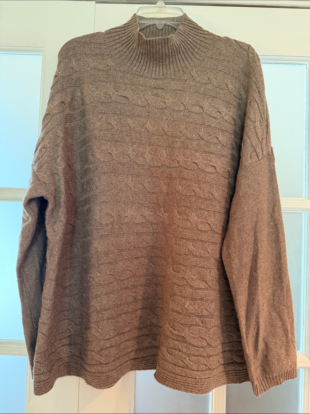 J. Jill Ribbed Mock-Neck Taupe Sweater